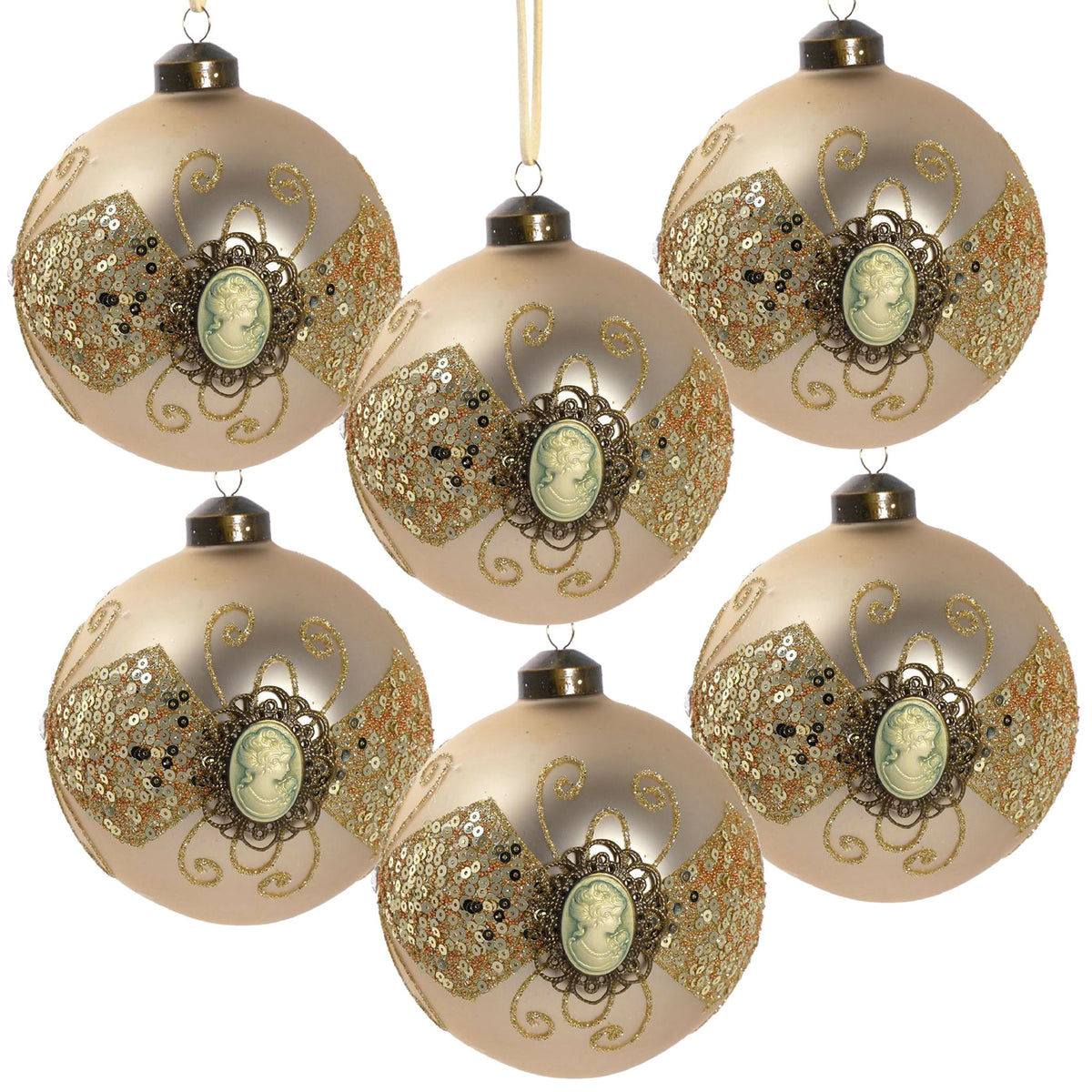 Decorative Hanging Ball Christmas Tree Ornaments For Holiday Decorations (Set of 6)