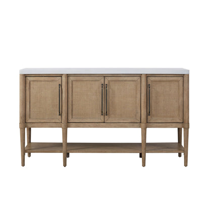 Cement Topped Server With Cane Insets - Sand