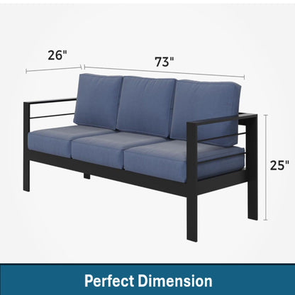 All-Weather Patio Sofa With Cushions, 3 Seat Outdoor Couch