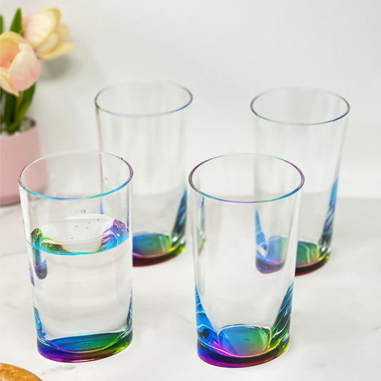 Leading Ware Oval Halo Acrylic Glasses Drinking, 15Oz (Set of 4) Hi Ball, Bpa Free - Clear