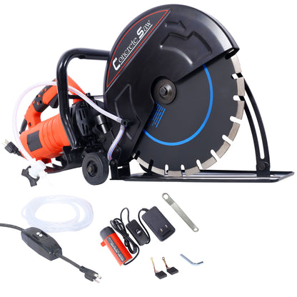 Electric 14" Cut Off Saw With Wet / Dry Functionality And Water Line Attachment Metal, 30" Length - Black