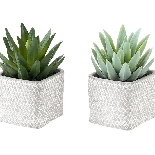 Artificial Succulent Table Decor (Set of 2) - Green Plastic