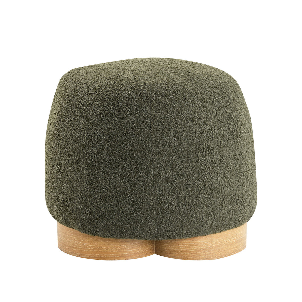Round Soft Teddy Fabric Upholstered Ottoman With Metal Accents