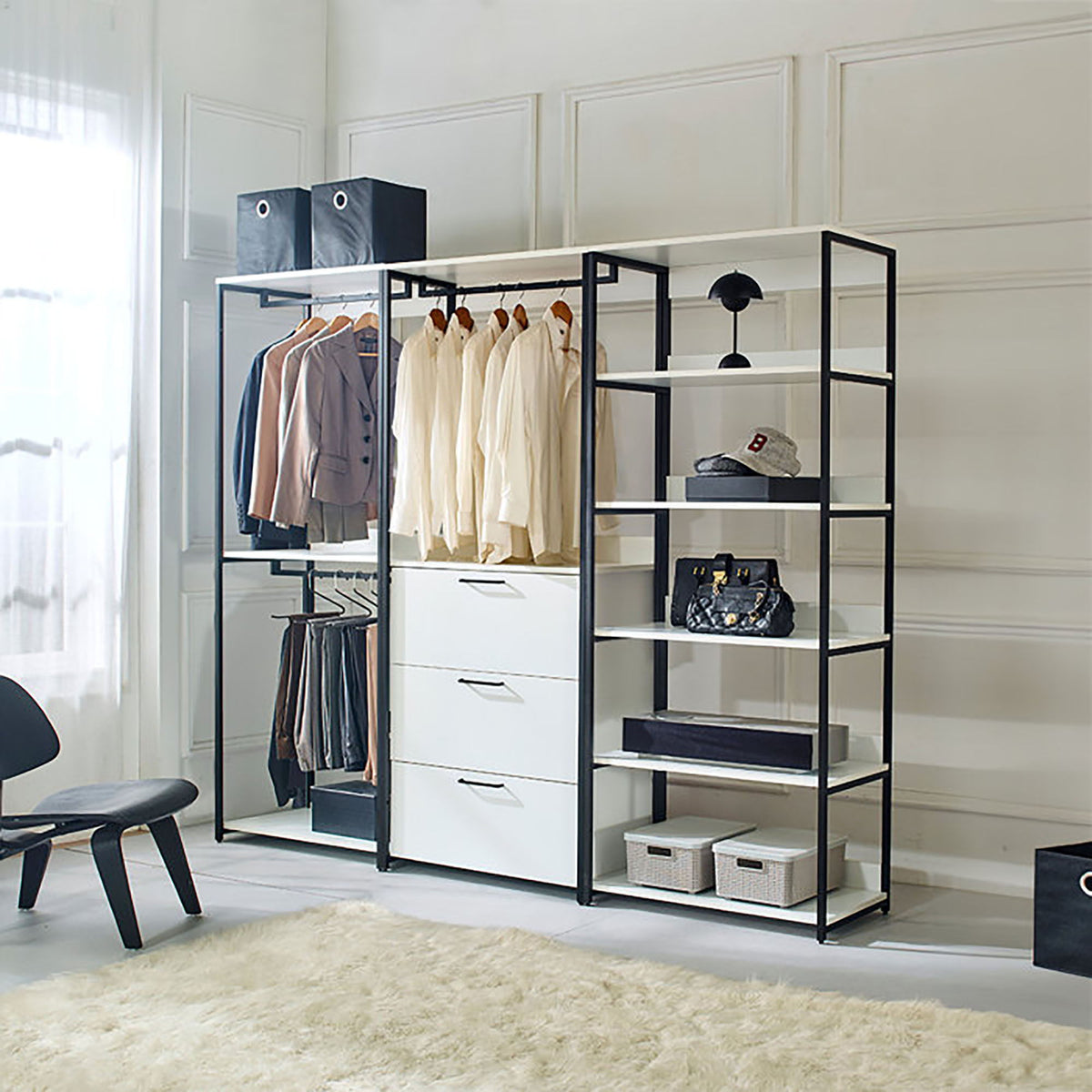 Fiona - Freestanding 3 Tower Closet System, 7 Shelf Walk-In - White