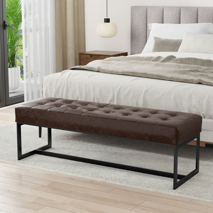 Penelope - Ottoman Bench With Genuine Leather Upholstery - Brown