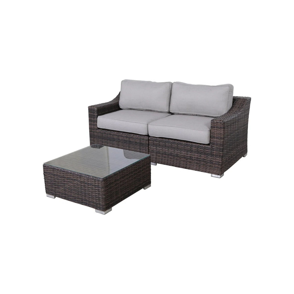 Outdoor Wicker Conversation Set With Cushions, All Weather