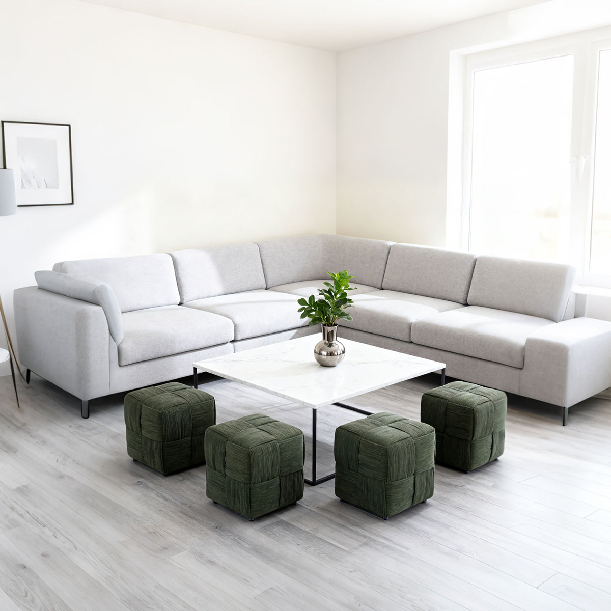 Modern Ottoman Foot Rest With Woven Design