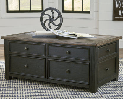 Tyler Creek - Lift Top Cocktail Table - Grayish Brown / Black