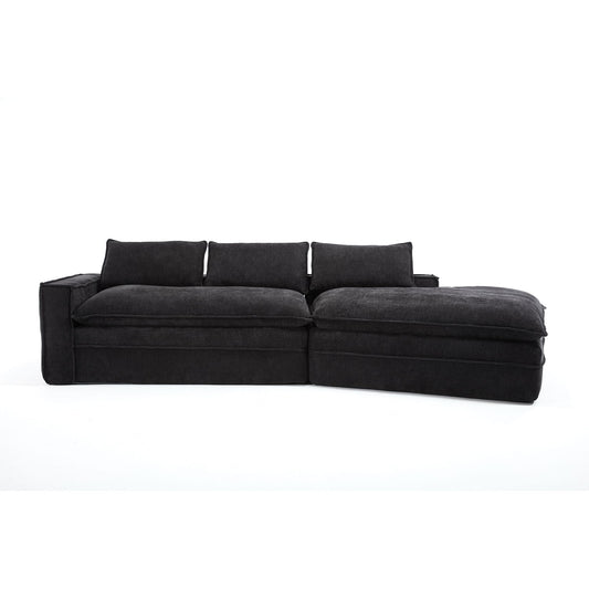 Modern Minimalist Modular Sectional Sofa With Deep Seats And Right Facing Chaise