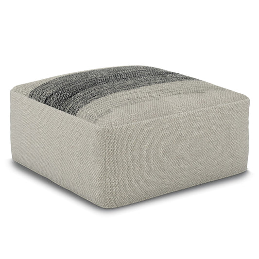 Sabella - Square Woven Outdoor / Indoor Pouf - Silver