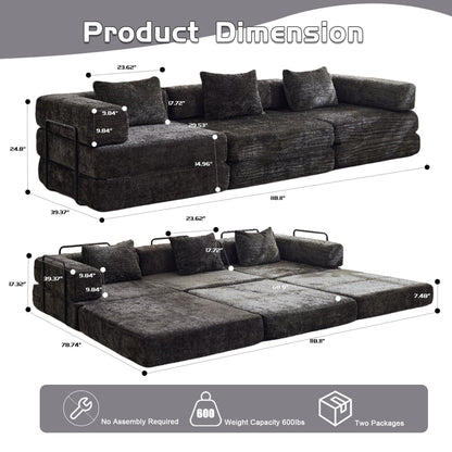 Convertible Floor Sofa Bed, Boneless Modular Sectional Sofa For Living Room