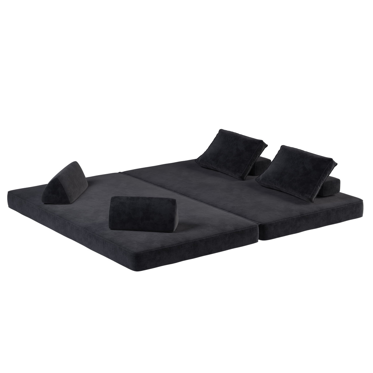 Multifunctional Convertible Sofa Bed With 2 Tumbler Backrests And 2 Pillows, Deep Seat Couch