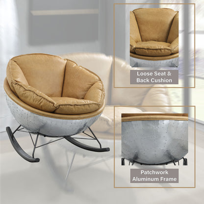 Pippin - Top Grain Leather Rocking Chair - Morocco Brown