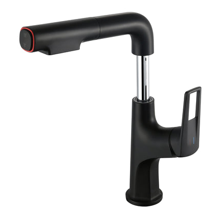 Pull Down Vessel Faucet With Lift Spout & Dual Spray Modes
