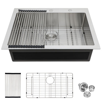 Kitchen Sink Drop In, Stainless Steel Single Bowl, Topmount