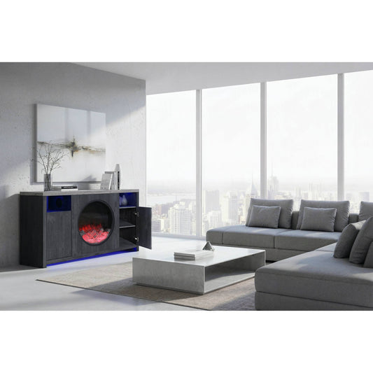 Nancy - Entertainment Unit With Bluetooth Speaker And LED Lighting - Gray