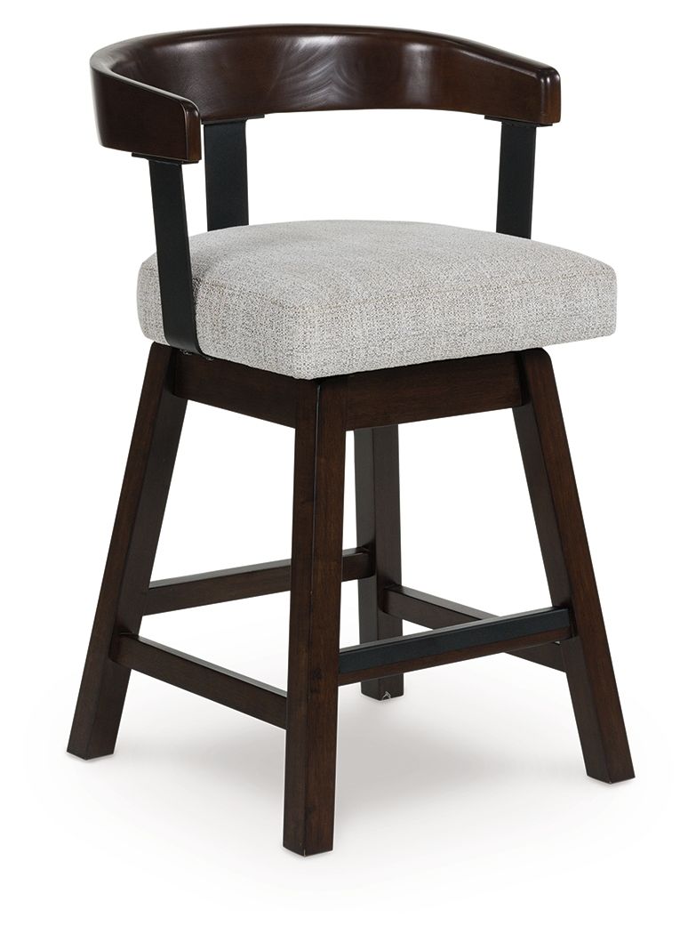 Haddigan - Upholstered Swivel Barstool (Set of 2) - Dark Brown