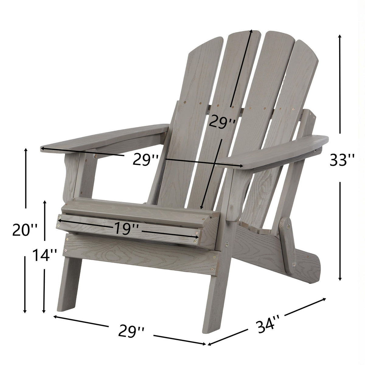Oversize Outdoor Folding Adirondack Chair - Gray
