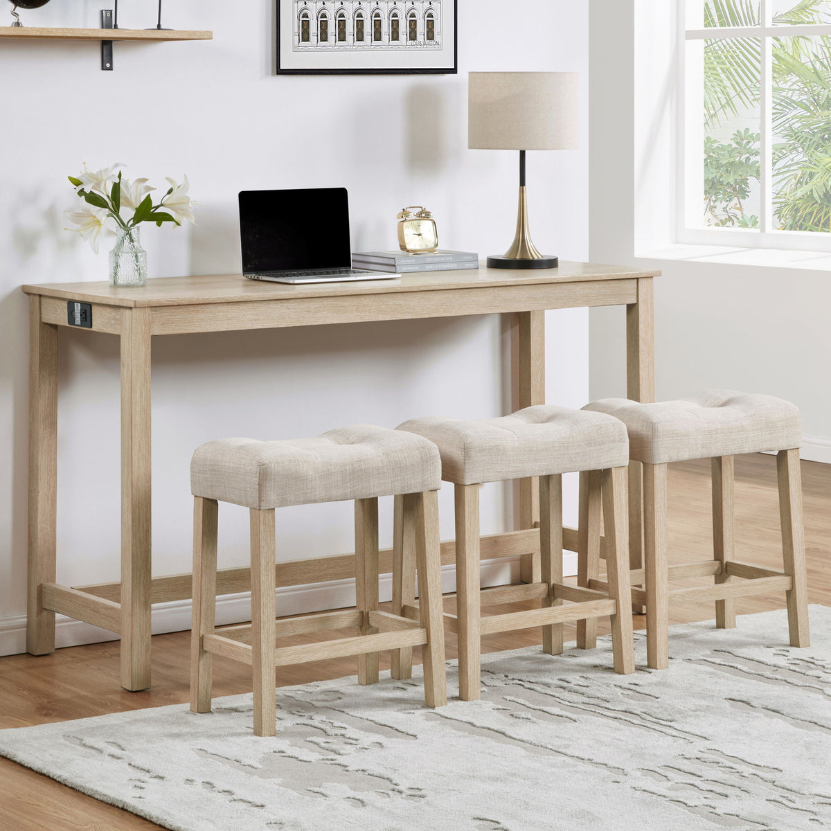 4 Piece Bar Table Set With Power Outlet