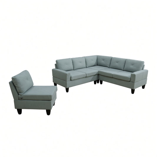 Modular L - Shaped Sectional Sofa 6 Seater 4 Piece, Couch With Chaise - Green
