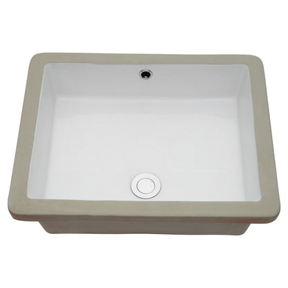 Modern Rectangular Undermount Bathroom Sink With Overflow Ceramic