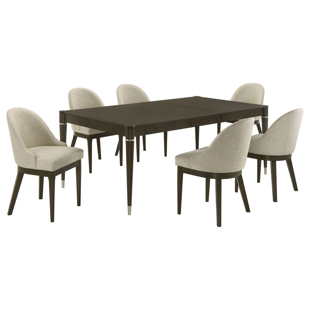 Blakely - 7 Piece Rectangular Dining Set With Extendable Table Upholstered Chairs - Ash Brown