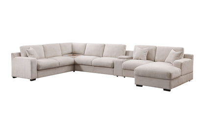 Celine - Fabric Corner Sectional Sofa With Right-Facing Chaise, Cupholders, And Charging Ports