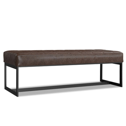 Penelope - Ottoman Bench With Genuine Leather Upholstery - Brown