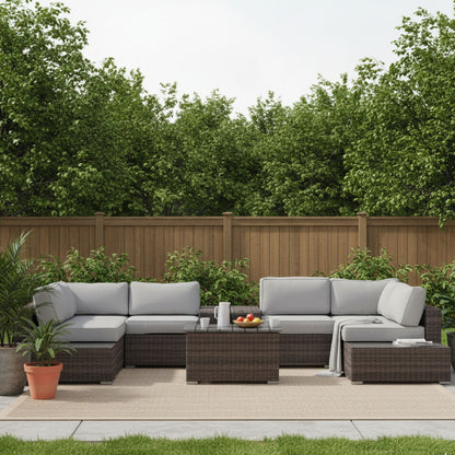 Wicker Sectional Seating Group With Cushions
