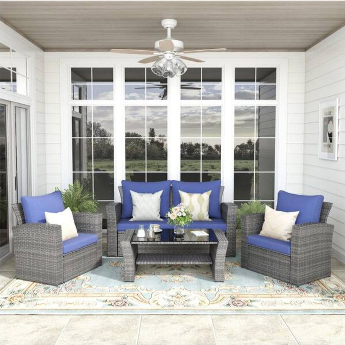 Modern Patio Set With Table And Cushions