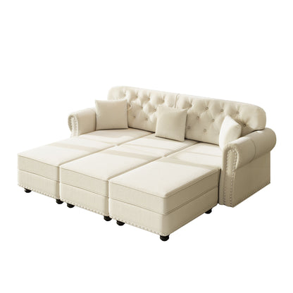 Upholstered Sofa Set With Nailhead Trim And Rolled Armrests, Includes Pillows