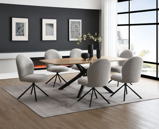 Lawton - 7 Pieces Dining Room Set - Black / Gray / Natural