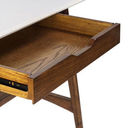 Parker - Desk With Storage Shelf - Off White / Pecan