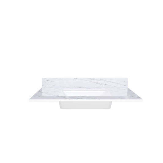 Bianco Carrara Venato Elegant Marble Vanity Top, Bathroom Vanity With Undermount Sink, Sintered Stone
