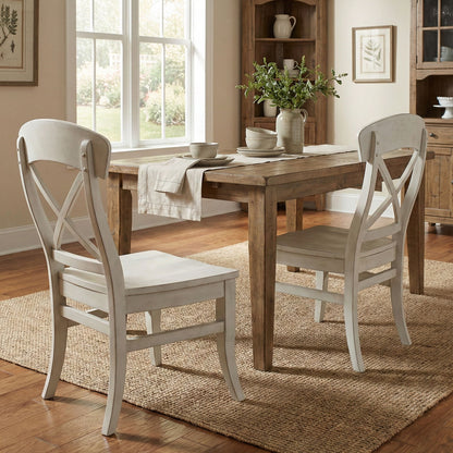 Harola - Cross-Back Dining Side Chairs In (Set of 2) - Smoky White