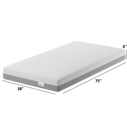 6" Twin Memory Foam Mattress Medium Firm - White / Gray