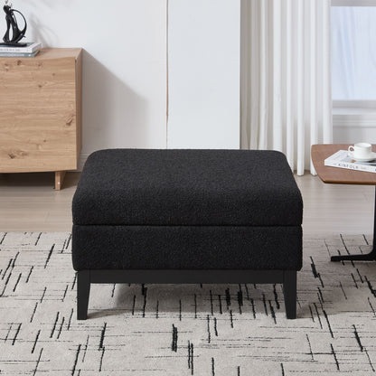 Upholstered Storage Ottoman With Reversible Lid Coffee Table With Rubberwood Legs