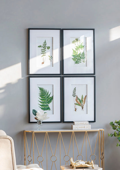 Botanical And Fern Wall Art, Wall Decor For Living Room Dining Room Entryway (Set of 4) - White / Black