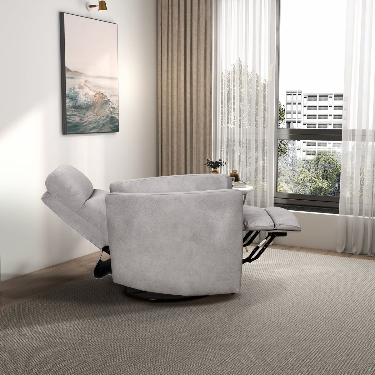 Lawson - Swivel Glider Suede Recliner Chair - Gray