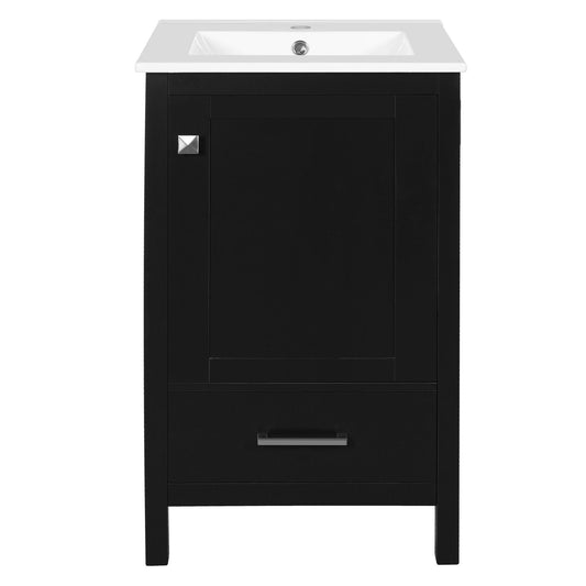 Bathroom Vanity With Ceramic Sink, Soft Close Drawers, Door Organizer, Divider Drawer, Adjustable Foot Pads