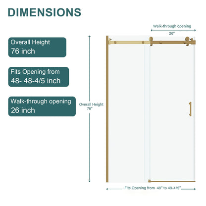 Modern Single Slide Shower Door, Tempered Glass, Stainless Steel Frame
