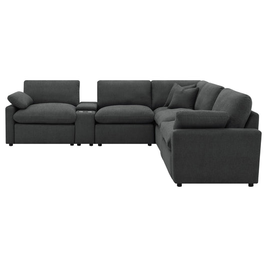 Modular Power Reclining With Lift Top Consoles, 7 Piece Configuration - Dark Gray