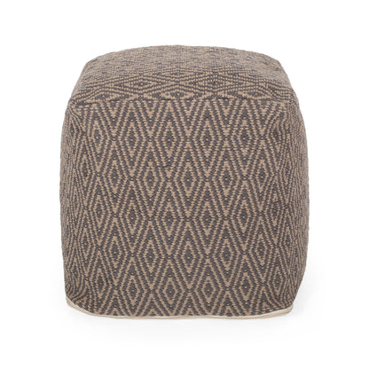 Amuleto - Hand Loomed Cotton Pouf - Gray / Brown