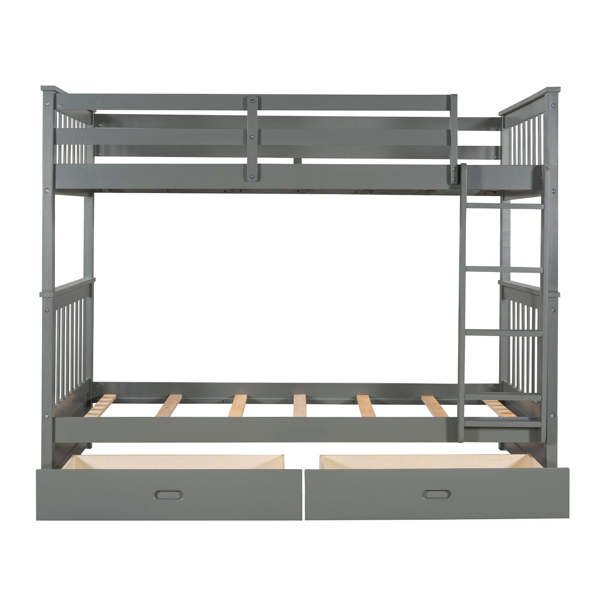 Bunk Bed With Ladders And 2 Storage Drawers