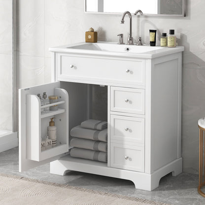 Bathroom Vanity With Sink Top, Cabinet With Door And 2 Drawers - White