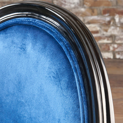 French Country Inspired Dining Chair With Iconic Round Backrest - Navy Blue