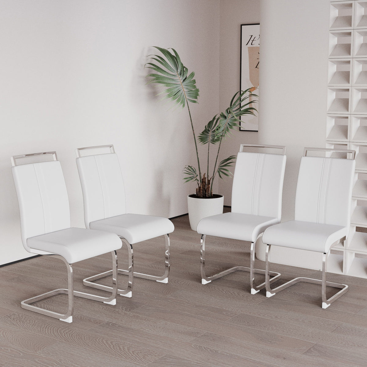 Modern Dining Chairs With Padded Seat, High Back