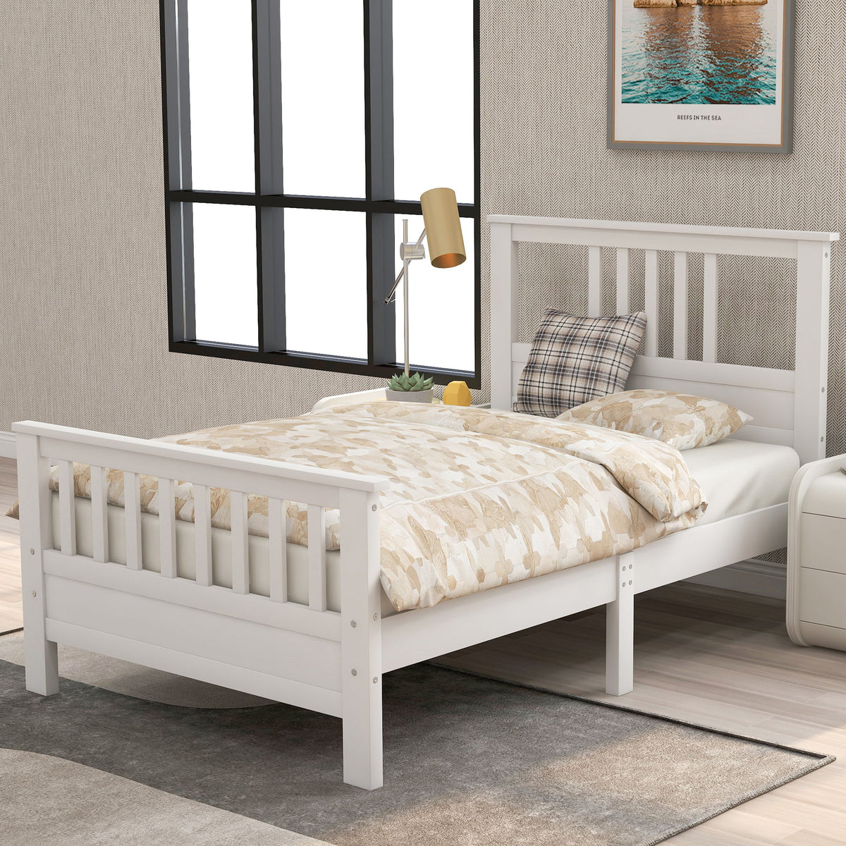 Platform Bed With Paneled Headboard And Footboard