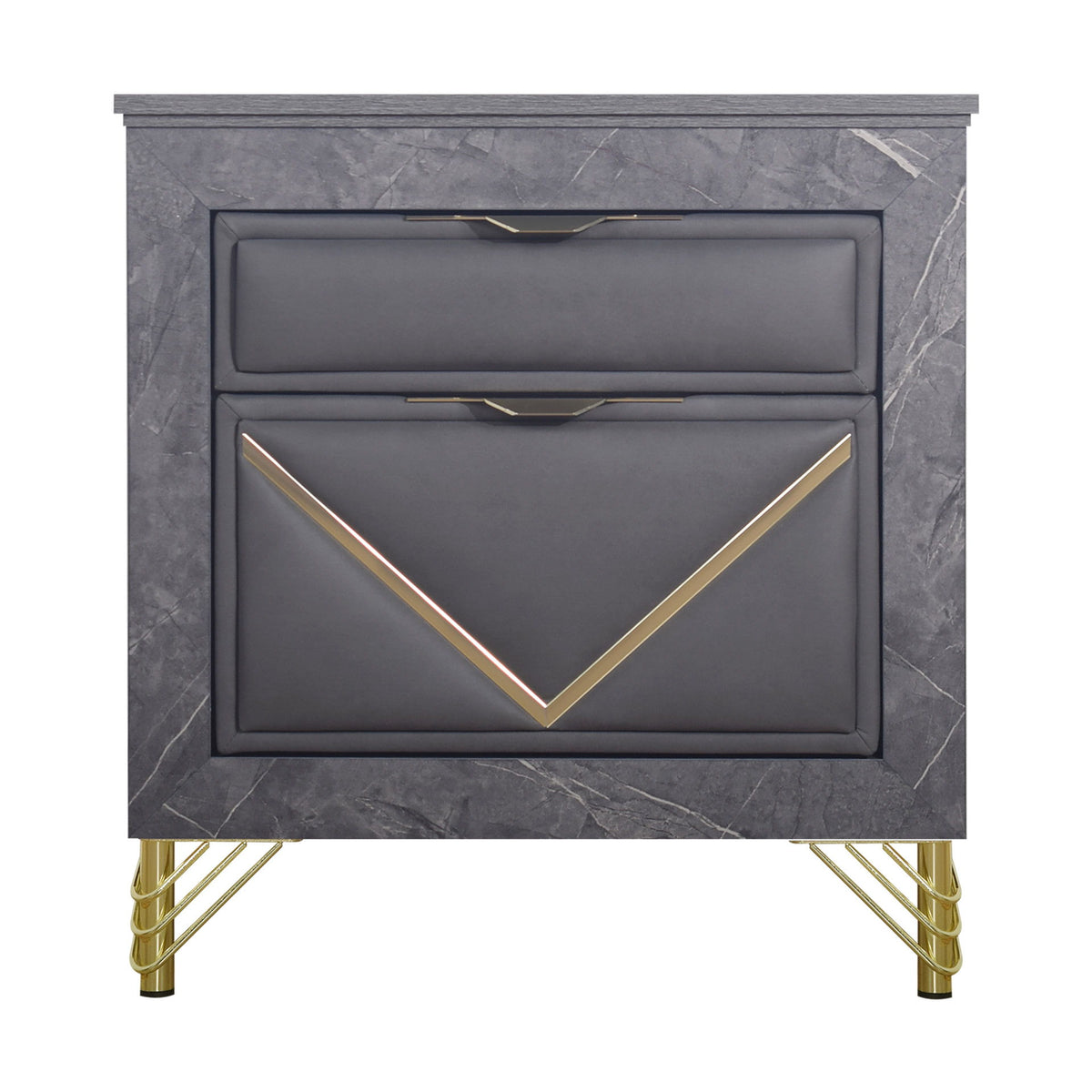 Symmetry - 2 Drawer Nightstand - Charcoal