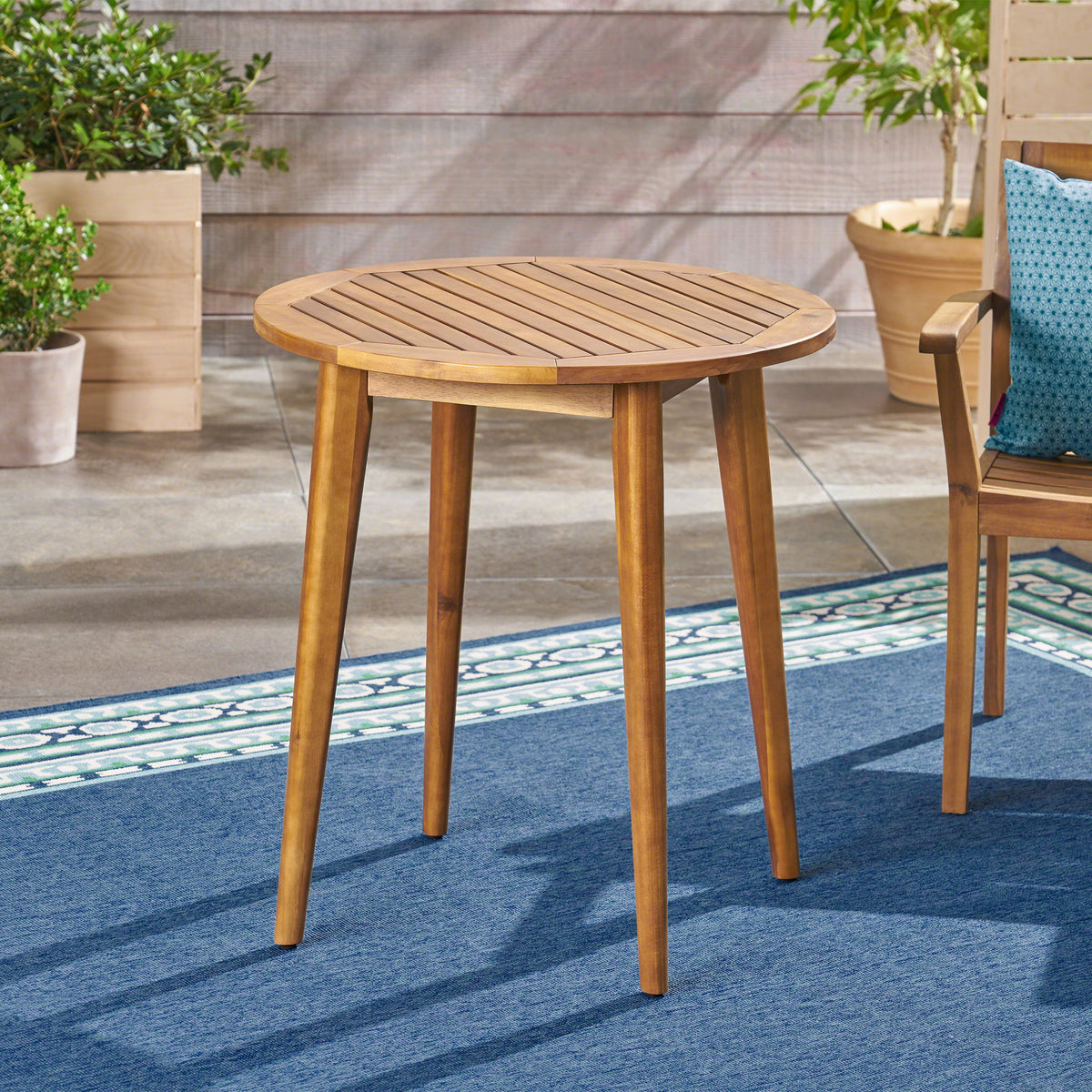 Stamford - Modern Outdoor Bistro Table With Water Resistant - Teak
